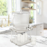 Maxbell Drink Dispenser Large Capacity Clear with Stand with Cups Beverage Dispenser Clear 3.5L