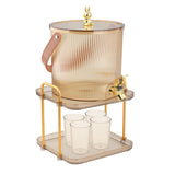 Maxbell Drink Dispenser Large Capacity Clear with Stand with Cups Beverage Dispenser Gold 3.5L