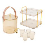Maxbell Drink Dispenser Large Capacity Clear with Stand with Cups Beverage Dispenser Gold 3.5L