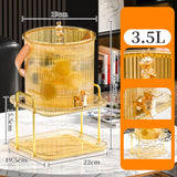 Maxbell Drink Dispenser Large Capacity Clear with Stand with Cups Beverage Dispenser Gold 3.5L