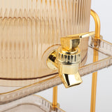 Maxbell Drink Dispenser Large Capacity Clear with Stand with Cups Beverage Dispenser Gold 3.5L