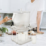 Maxbell Drink Dispenser Large Capacity Clear with Stand with Cups Beverage Dispenser Clear 5L
