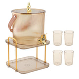 Maxbell Drink Dispenser Large Capacity Clear with Stand with Cups Beverage Dispenser Gold 5L
