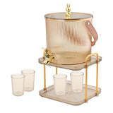 Maxbell Drink Dispenser Large Capacity Clear with Stand with Cups Beverage Dispenser Gold 5L