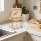 Maxbell Drink Dispenser Large Capacity Clear with Stand with Cups Beverage Dispenser Gold 5L