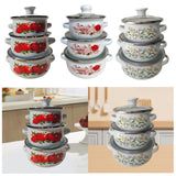 Maxbell 3Pcs Enamel Stockpot with Lid Gifts Cooking Pots for Cooking Restaurant Home Red