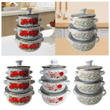 Maxbell 3Pcs Enamel Stockpot with Lid Gifts Cooking Pots for Cooking Restaurant Home Red