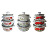 Maxbell 3Pcs Enamel Stockpot with Lid Gifts Cooking Pots for Cooking Restaurant Home Red