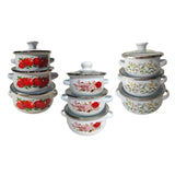 Maxbell 3Pcs Enamel Stockpot with Lid Gifts Cooking Pots for Cooking Restaurant Home Red
