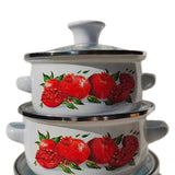 Maxbell 3Pcs Enamel Stockpot with Lid Gifts Cooking Pots for Cooking Restaurant Home Red