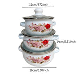 Maxbell 3Pcs Enamel Stockpot with Lid Gifts Cooking Pots for Cooking Restaurant Home Pink