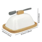 Maxbell Ceramic Butter Dish Multifunctional Butter Plate for Home Countertop Freezer White