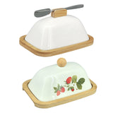 Maxbell Ceramic Butter Dish Multifunctional Butter Plate for Home Countertop Freezer White