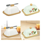 Maxbell Ceramic Butter Dish Multifunctional Butter Plate for Home Countertop Freezer White