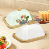 Maxbell Ceramic Butter Dish Multifunctional Butter Plate for Home Countertop Freezer White