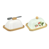 Maxbell Ceramic Butter Dish Multifunctional Butter Plate for Home Countertop Freezer White