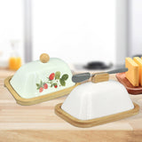 Maxbell Ceramic Butter Dish Multifunctional Butter Plate for Home Countertop Freezer White