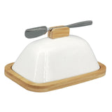 Maxbell Ceramic Butter Dish Multifunctional Butter Plate for Home Countertop Freezer White