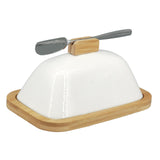 Maxbell Ceramic Butter Dish Multifunctional Butter Plate for Home Countertop Freezer White