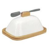 Maxbell Ceramic Butter Dish Multifunctional Butter Plate for Home Countertop Freezer White