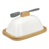 Maxbell Ceramic Butter Dish Multifunctional Butter Plate for Home Countertop Freezer White