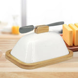 Maxbell Ceramic Butter Dish Multifunctional Butter Plate for Home Countertop Freezer White