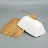 Maxbell Ceramic Butter Dish Multifunctional Butter Plate for Home Countertop Freezer White