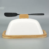 Maxbell Ceramic Butter Dish Multifunctional Butter Plate for Home Countertop Freezer White