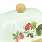 Maxbell Ceramic Butter Dish Multifunctional Butter Plate for Home Countertop Freezer Strawberry pattern