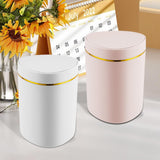 Maxbell Desktop Small Trash Can with Lid Compact Waste Basket for Dorm Bedroom Table White