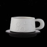 Ceramic Coffee Mug Gold Spoon for Latte Tea Milk Juice with Saucer and Spoon White