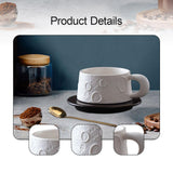 Ceramic Coffee Mug Gold Spoon for Latte Tea Milk Juice with Saucer and Spoon White
