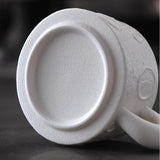 Ceramic Coffee Mug Gold Spoon for Latte Tea Milk Juice with Saucer and Spoon White