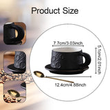 Ceramic Coffee Mug Gold Spoon for Latte Tea Milk Juice with Saucer and Spoon Black