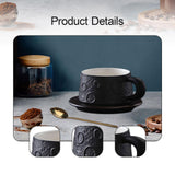 Ceramic Coffee Mug Gold Spoon for Latte Tea Milk Juice with Saucer and Spoon Black