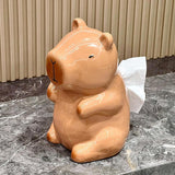 Maxbell Cute Ceramic Capybara Shaped Tissue Box for Kitchen Countertop Bedside Table Sitting
