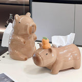 Maxbell Cute Ceramic Capybara Shaped Tissue Box for Kitchen Countertop Bedside Table Sitting