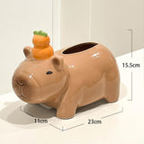 Maxbell Cute Ceramic Capybara Shaped Tissue Box for Kitchen Countertop Bedside Table Climbing