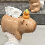 Maxbell Cute Ceramic Capybara Shaped Tissue Box for Kitchen Countertop Bedside Table Climbing