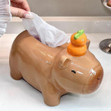Maxbell Cute Ceramic Capybara Shaped Tissue Box for Kitchen Countertop Bedside Table Climbing