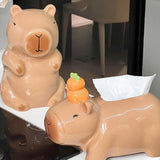 Maxbell Cute Ceramic Capybara Shaped Tissue Box for Kitchen Countertop Bedside Table Climbing