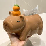 Maxbell Cute Ceramic Capybara Shaped Tissue Box for Kitchen Countertop Bedside Table Climbing