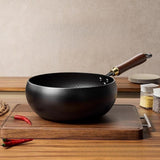 Maxbell Nonstick Wok Flat Bottom 9.45inch Chinese Wok for Restaurant Camping Kitchen
