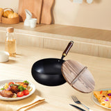 Maxbell Nonstick Wok Flat Bottom 9.45inch Chinese Wok for Restaurant Camping Kitchen
