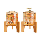 Maxbell Beverage Dispenser 2.6L Wood Stand Water Pitcher for Birthday Holiday deer head lid