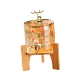Maxbell Beverage Dispenser 2.6L Wood Stand Water Pitcher for Birthday Holiday deer head lid