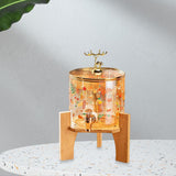 Maxbell Beverage Dispenser 2.6L Wood Stand Water Pitcher for Birthday Holiday deer head lid