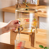 Maxbell Beverage Dispenser 2.6L Wood Stand Water Pitcher for Birthday Holiday deer head lid