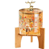 Maxbell Beverage Dispenser 2.6L Wood Stand Water Pitcher for Birthday Holiday deer head lid