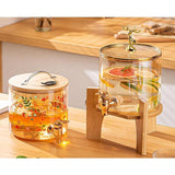 Maxbell Beverage Dispenser 2.6L Wood Stand Water Pitcher for Birthday Holiday bamboo lid